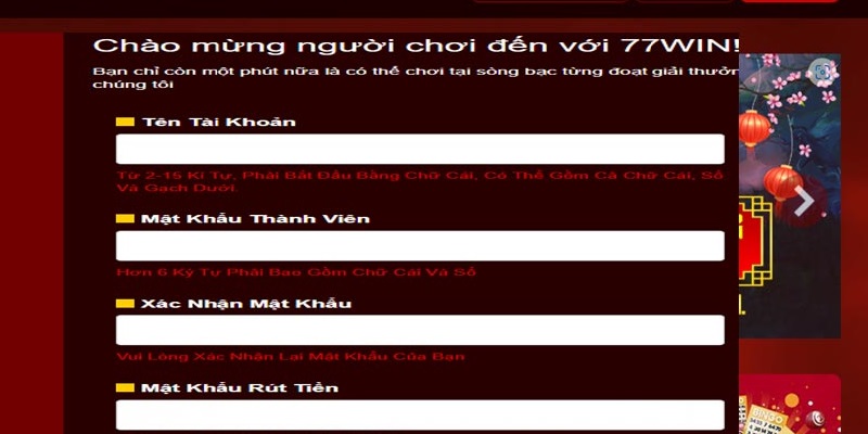 Cách để  mà đăng ký tài khoản tại 77win.show